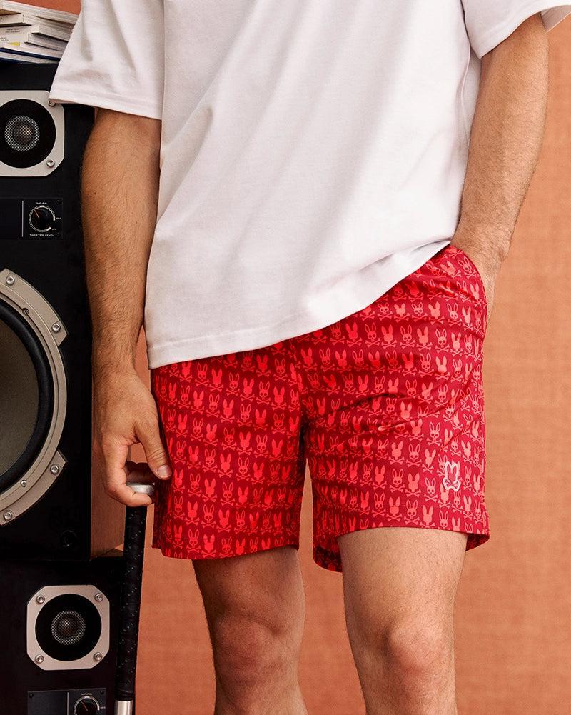 Psycho Bunny Men's Tilden Print Swim Trunk 629 PERSIAN RED Product Image