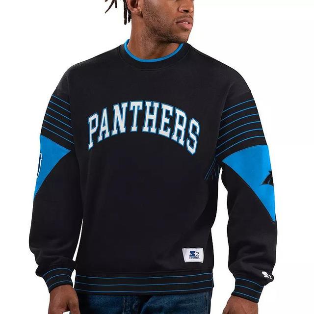 Mens Starter Black Carolina Panthers Face-Off Pullover Sweatshirt Product Image