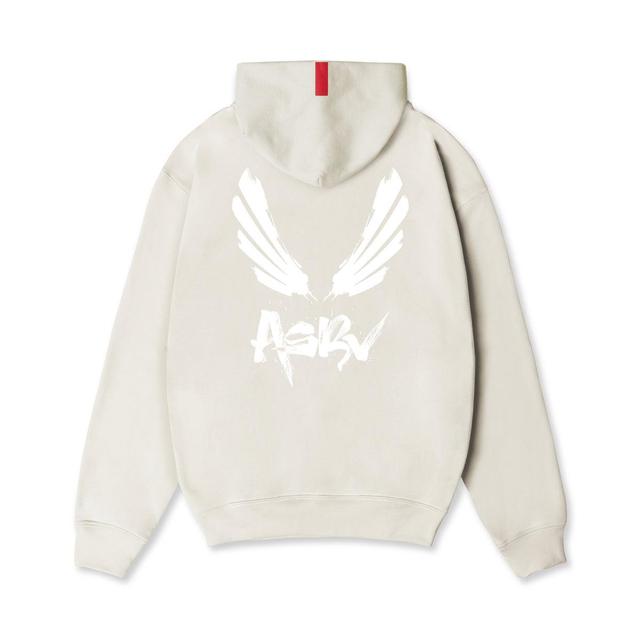 0874. Tech-Terry™ Zip Pocket Hoodie  -  Stone/White "Brush Wings/ASRV" Product Image