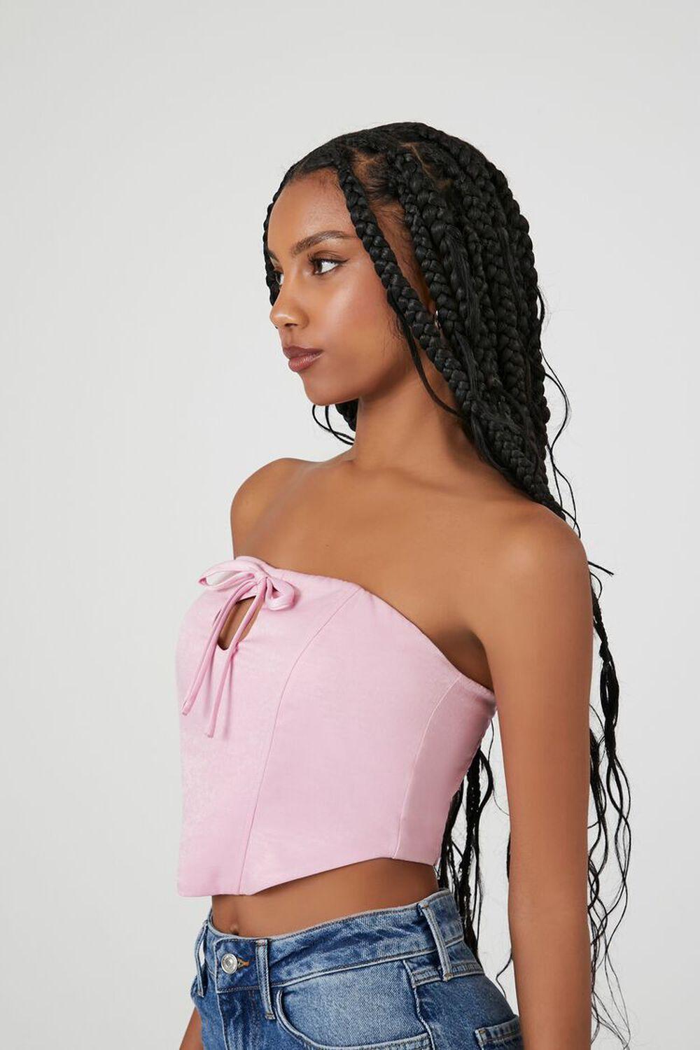 Cropped Satin Drawstring Tube Top | Forever 21 Product Image