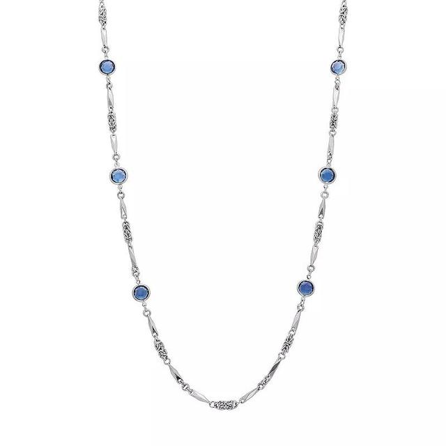 1928 Silver Tone Blue Channel Set Necklace, Womens Product Image