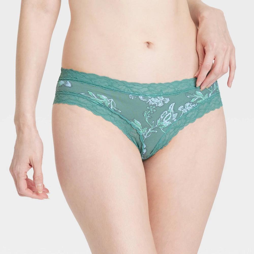 Womens Cotton Blend Cheeky Underwear with Lace - Auden Ornamental Floral XL Product Image