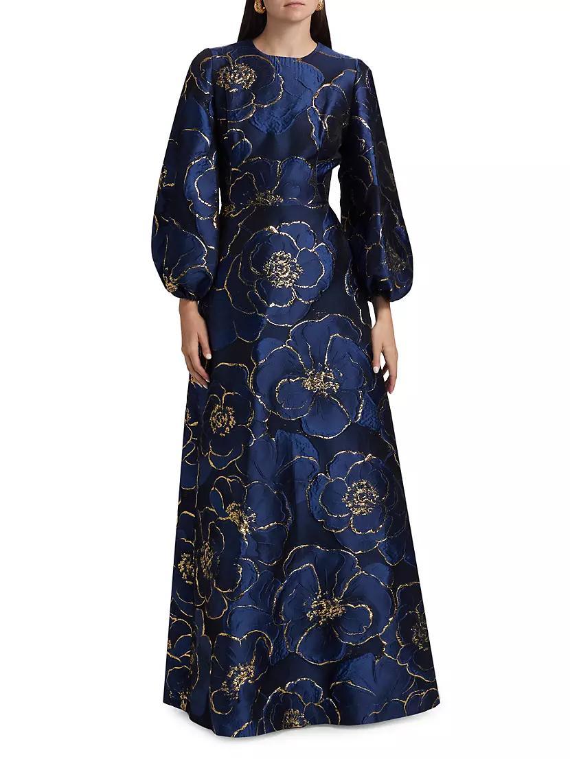 Brocade Puff-Sleeve Kaftan Gown Product Image