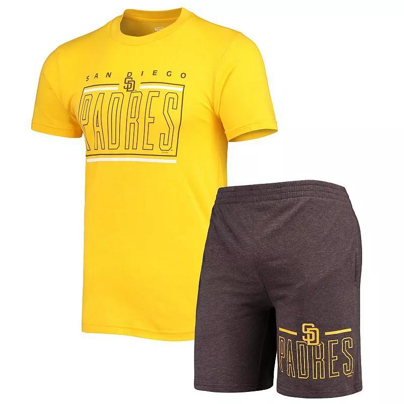 Mens Concepts Sport /Gold San Diego Padres Meter T-Shirt and Shorts Sleep Set Product Image