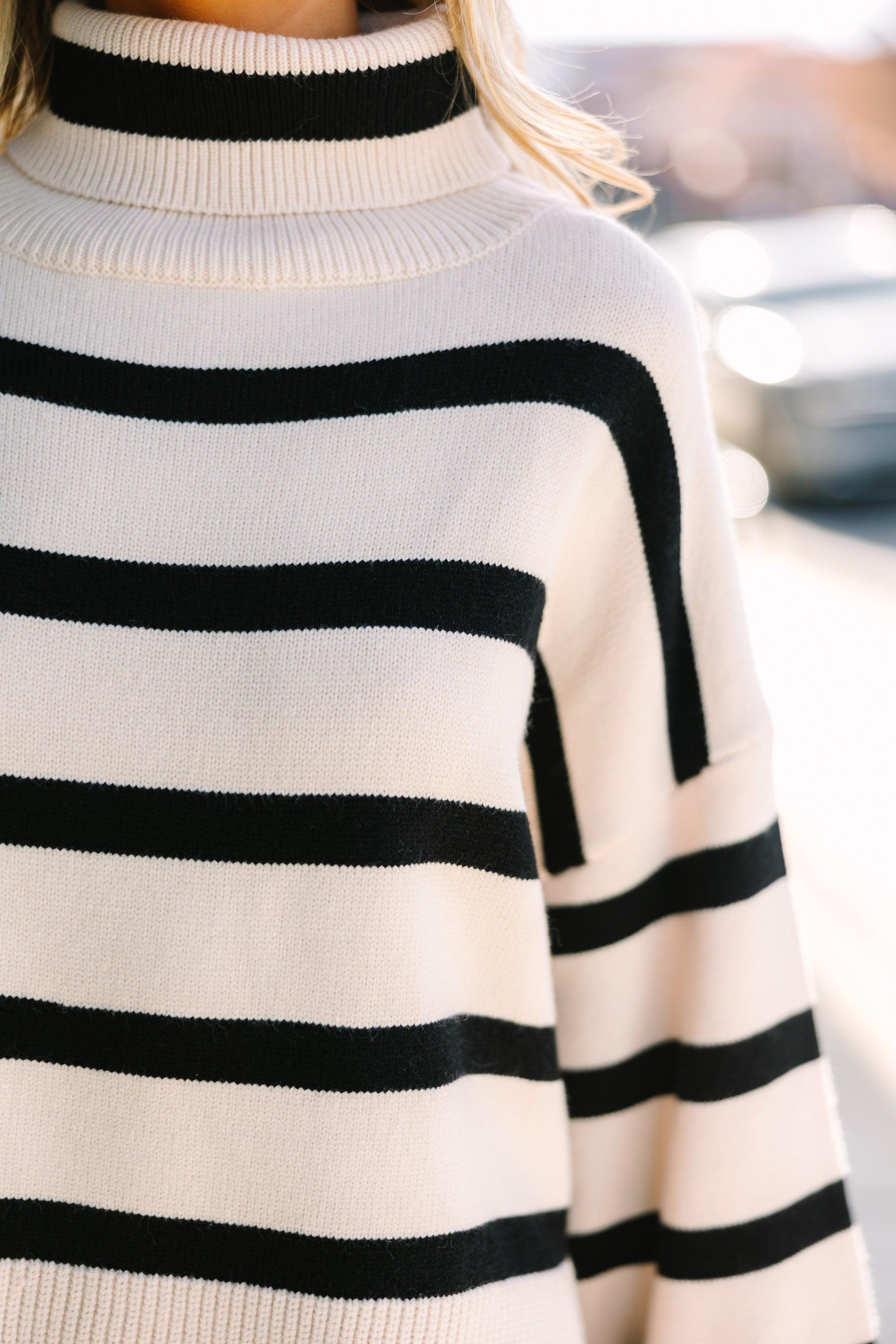 Have Your Fun Natural Striped Turtleneck Sweater Female Product Image