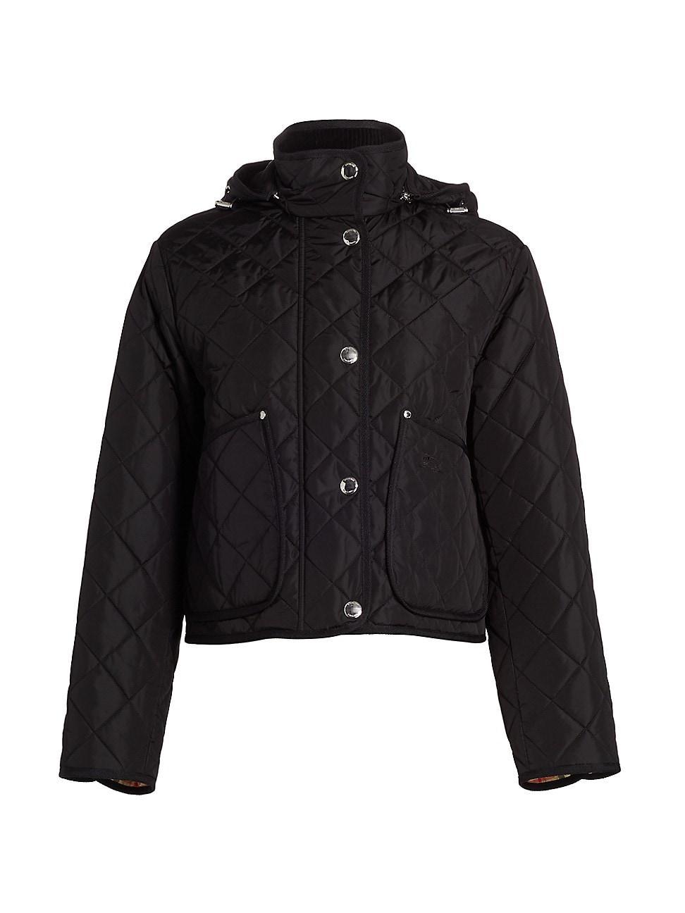 Womens Diamond-Quilted Nylon Cropped Jacket Product Image