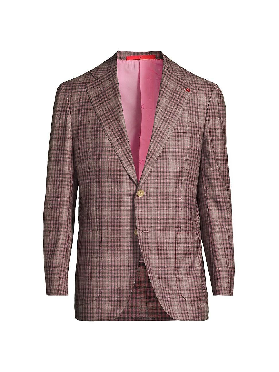 Mens Check Wool Two-Button Blazer Product Image