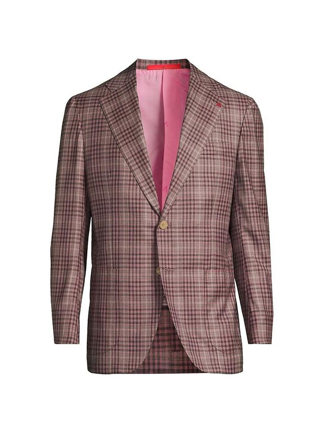 Mens Check Wool Two-Button Blazer Product Image