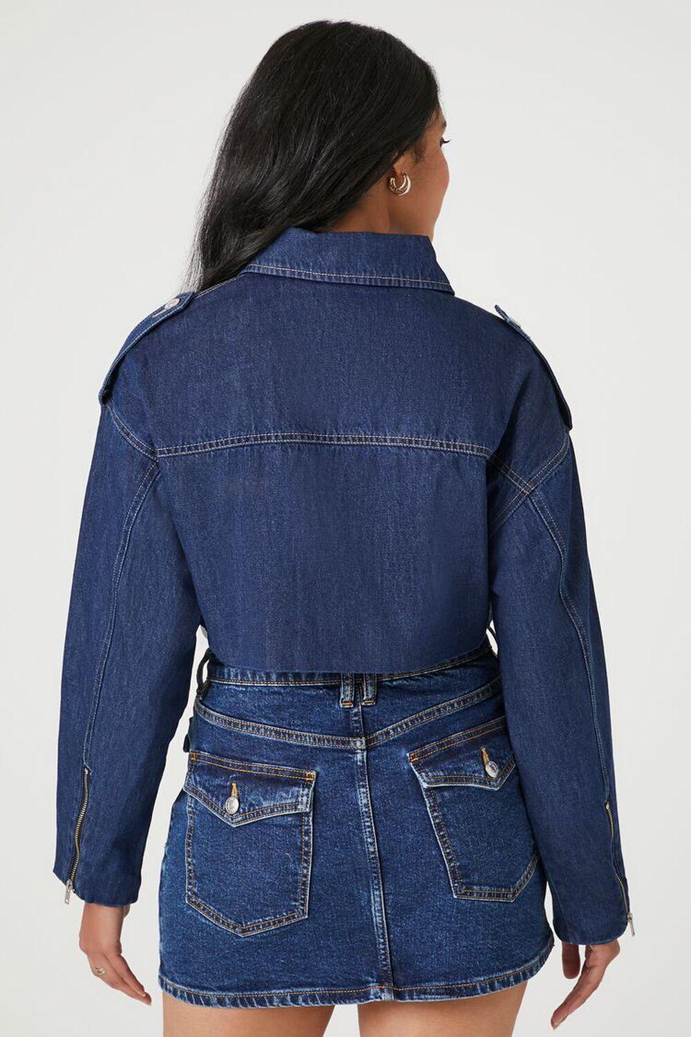 Cropped Denim Zip-Up Moto Jacket | Forever 21 Product Image