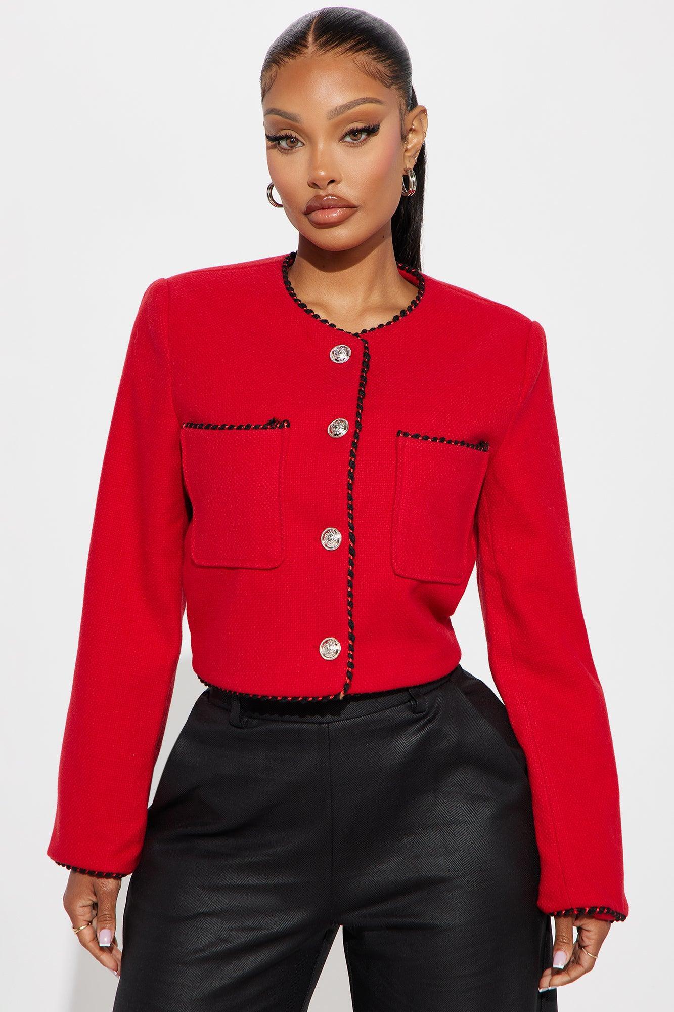 Olivia Tweed Jacket - Red Product Image