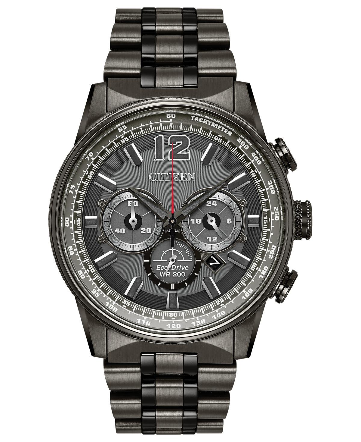 Men's Citizen Eco DriveÂ® Nighthawk Grey IP Chronograph Watch with Grey Dial (Model: Ca4377-53H) Product Image