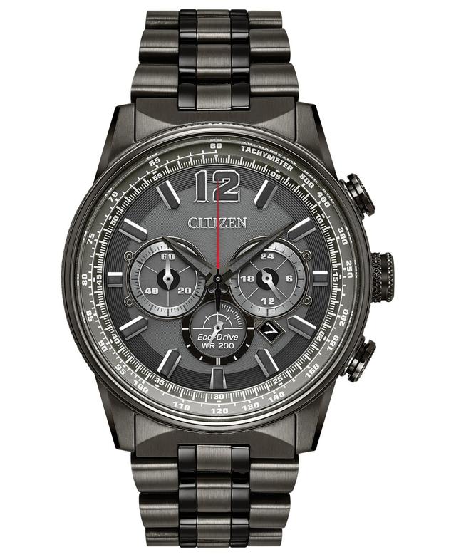 Citizen Mens Nighthawk Chronograph Grey Stainless Steel Bracelet Watch Product Image