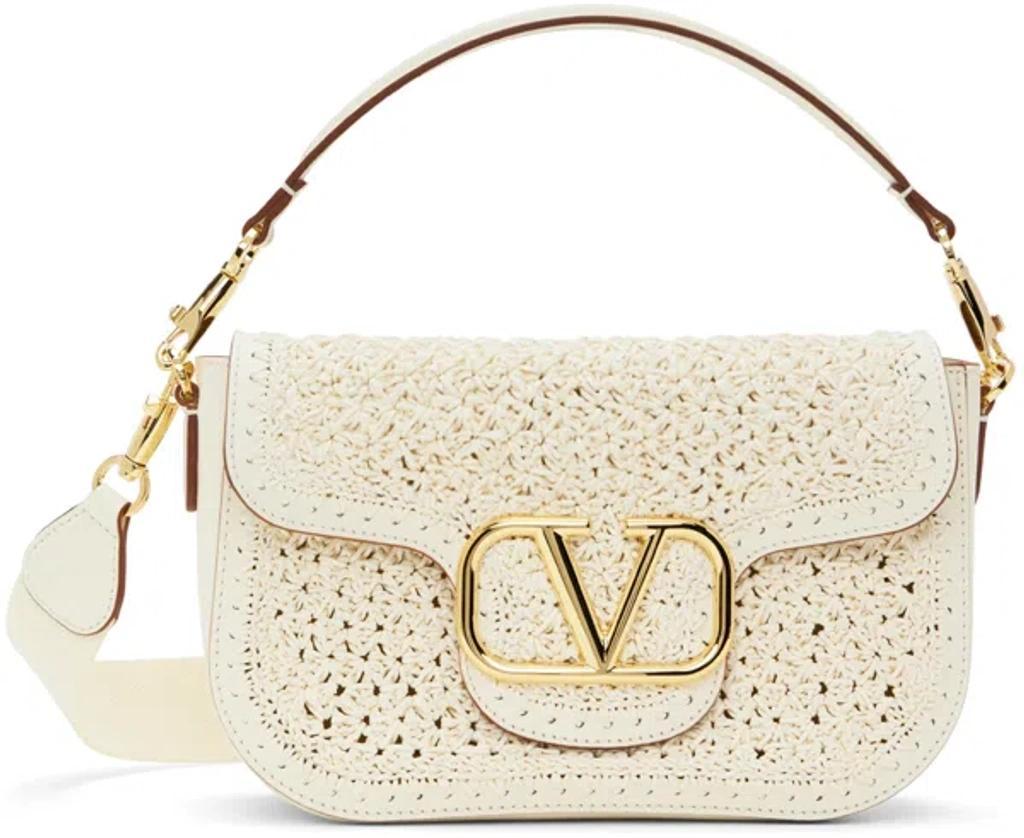 VALENTINO GARAVANI Leather Alltime Shoulder Bag In Ivory Product Image