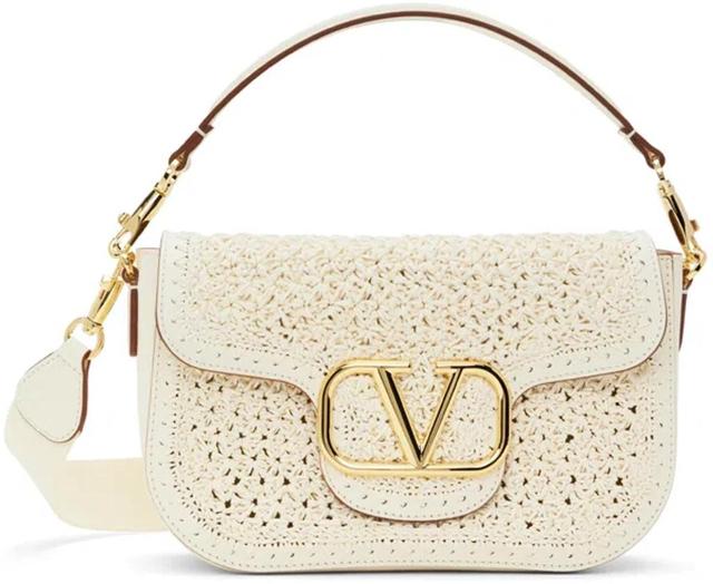 VALENTINO GARAVANI Leather Alltime Shoulder Bag In Ivory Product Image