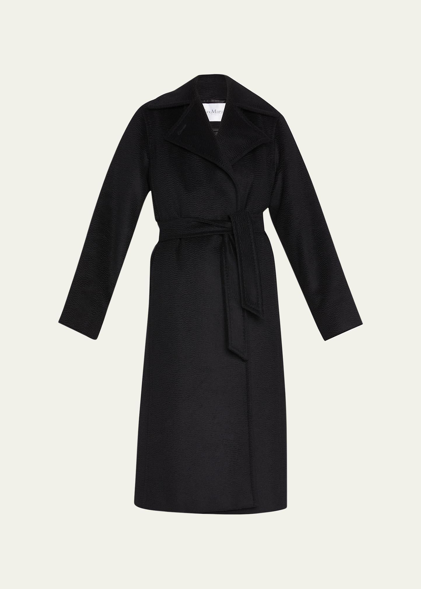 Manuela Wool Wrap Coat, Black Product Image