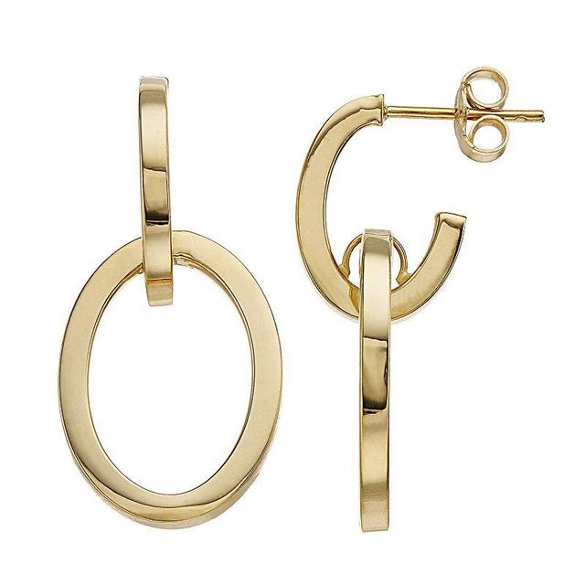 14k Gold Double Hoop Drop Earrings, Womens, Yellow Product Image