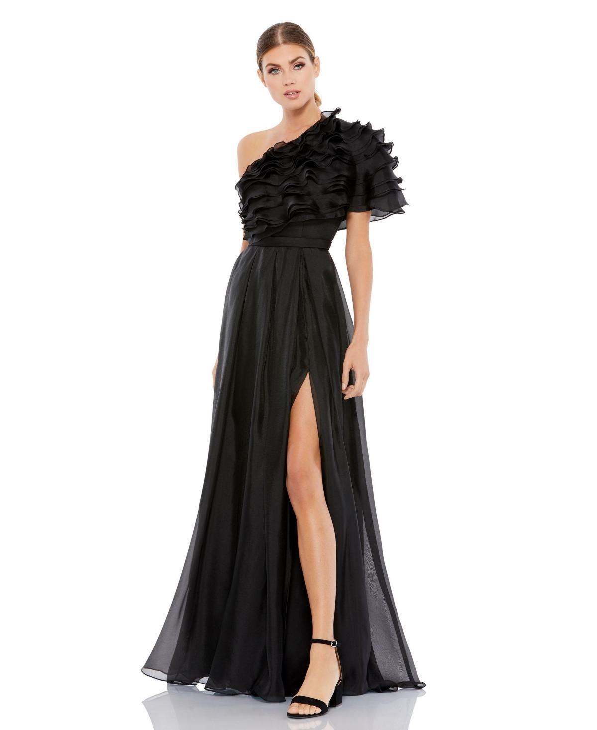 Mac Duggal Ruffle Chiffon One-Shoulder Gown Product Image