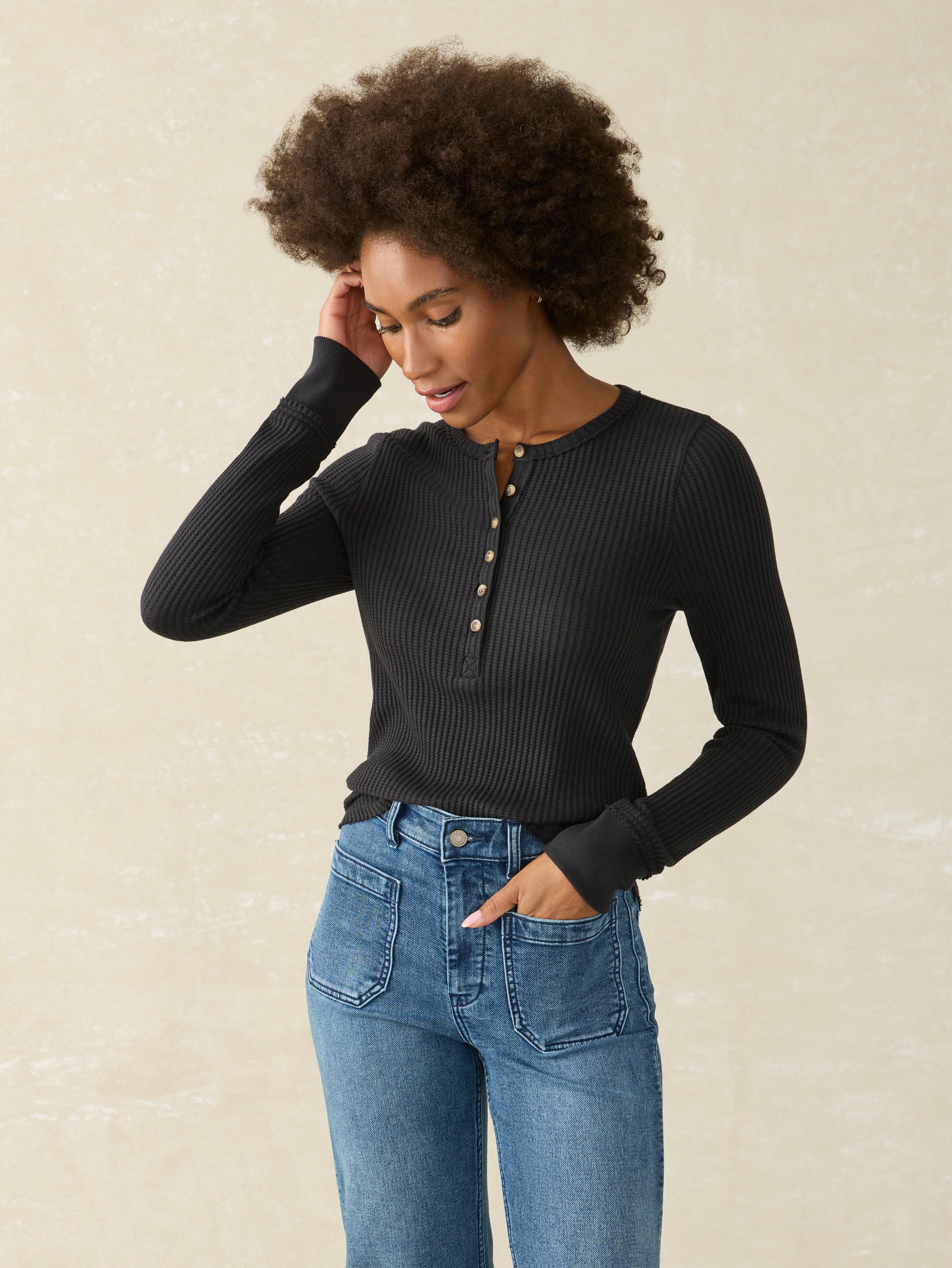 Legend™ Apres Waffle Henley - Black Female Product Image