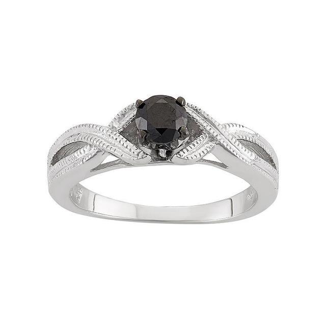 Jewelexcess 1/2 Carat T.W. Black Diamond Sterling Silver Openwork Ring, Womens Product Image