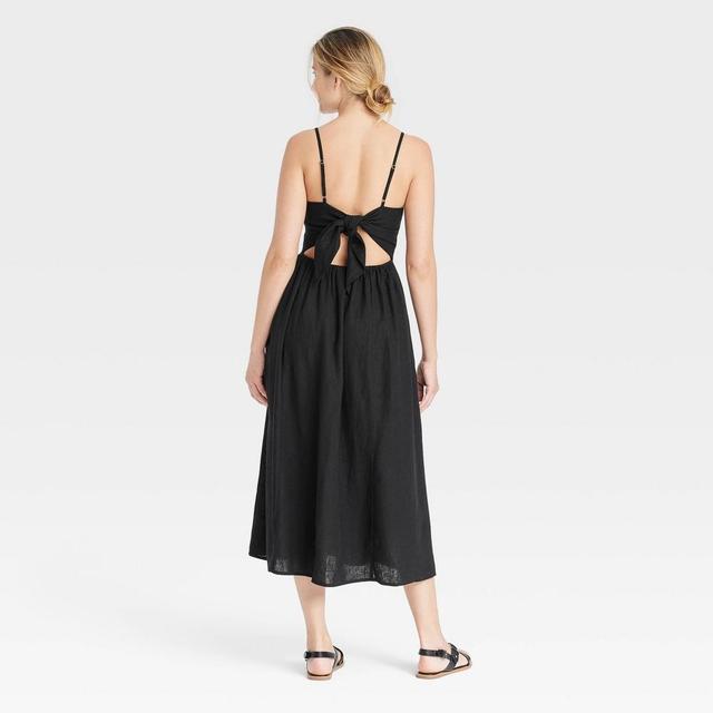 Womens Button-Front Midi Sundress - Universal Thread Black XS Product Image