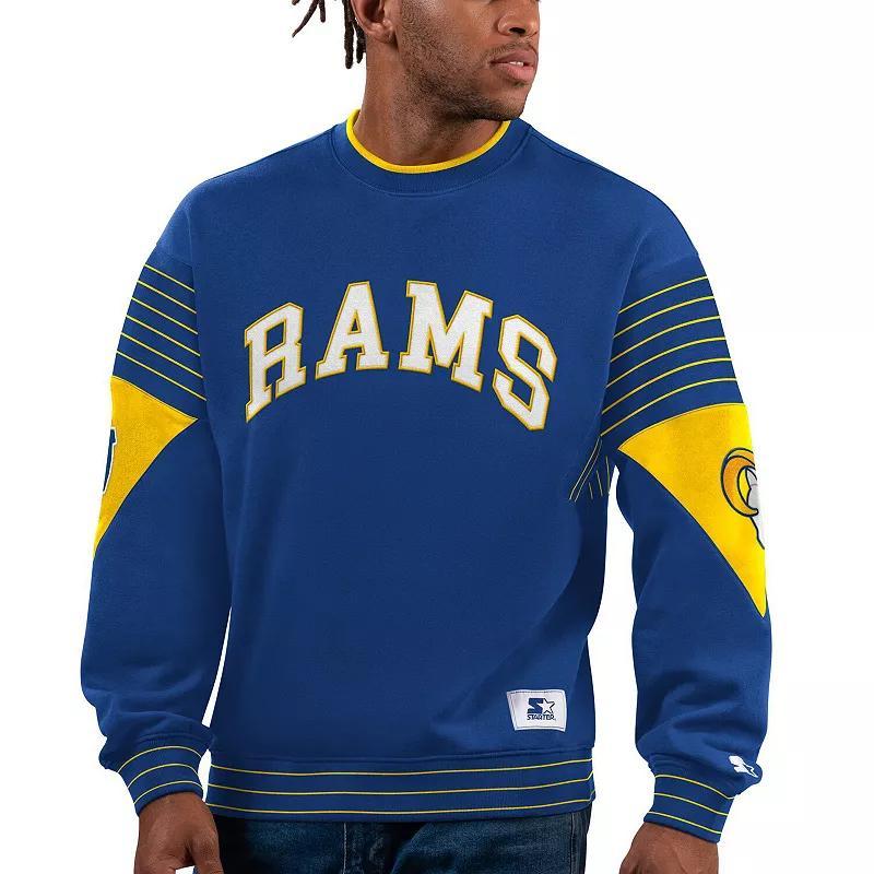 Mens Starter Royal Los Angeles Rams Face-Off Pullover Sweatshirt Product Image