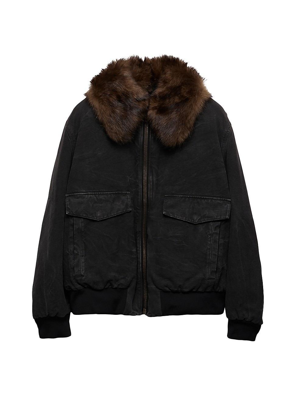 Womens Cotton Blouson Jacket with Shearling Collar Product Image