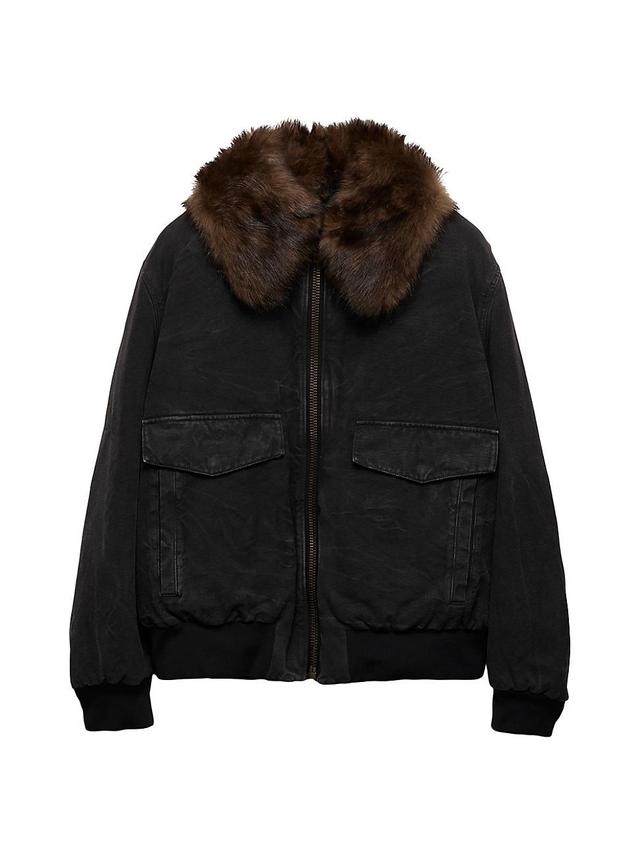 Womens Cotton Blouson Jacket with Shearling Collar Product Image