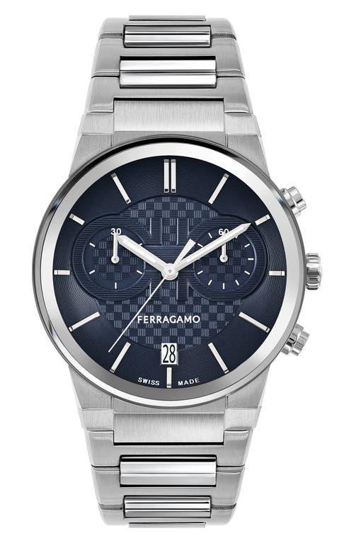 Salvatore Ferragamo Mens Swiss Chronograph Silver-Tone Stainless Steel Bracelet Watch 41mm Product Image