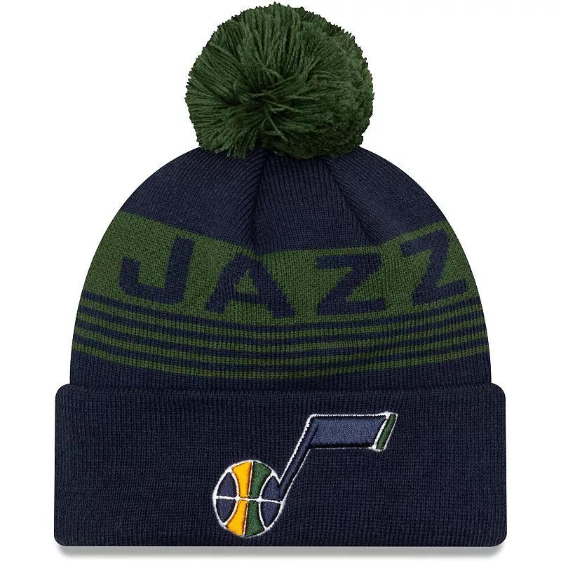 Mens New Era Navy Utah Jazz Proof Cuffed Knit Hat with Pom Product Image