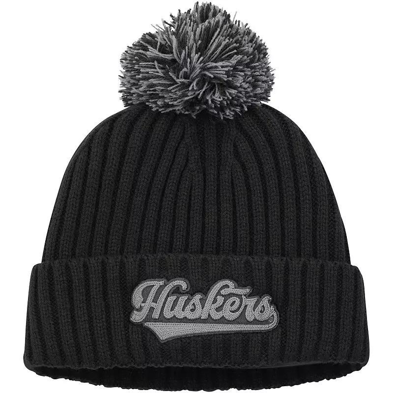 Mens adidas Charcoal Nebraska Huskers Modern Cuffed Knit Hat with Pom Product Image