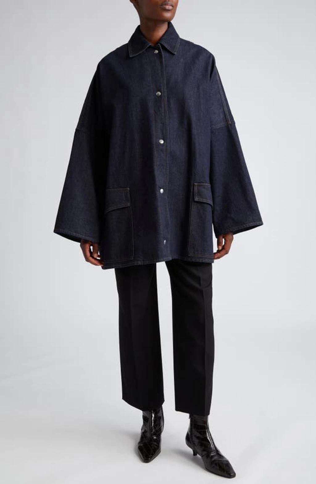 TOTÊME Oversize Denim Overshirt Jacket In Raw Blue Product Image