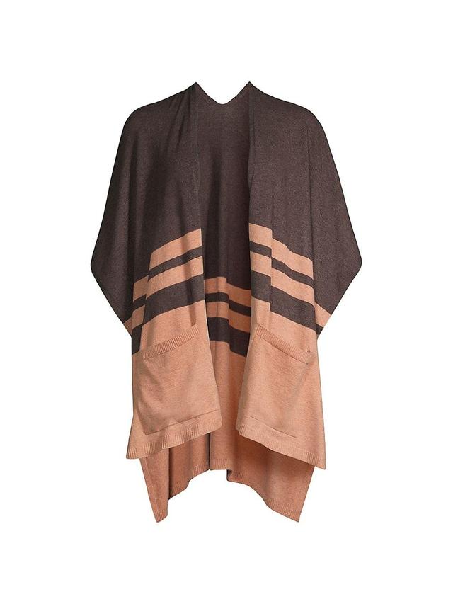 Womens COLLECTION Striped Colorblocked Knit Cape Product Image