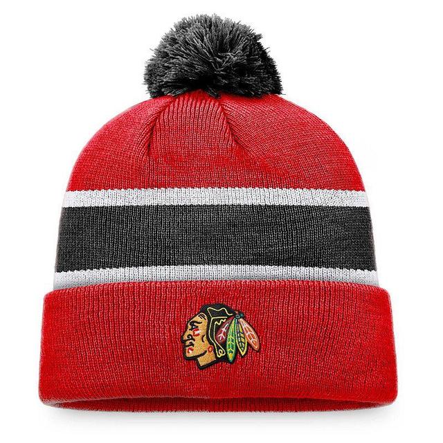 Mens Fanatics Red Chicago Blackhawks Breakaway Cuffed Knit Hat with Pom - Red Product Image