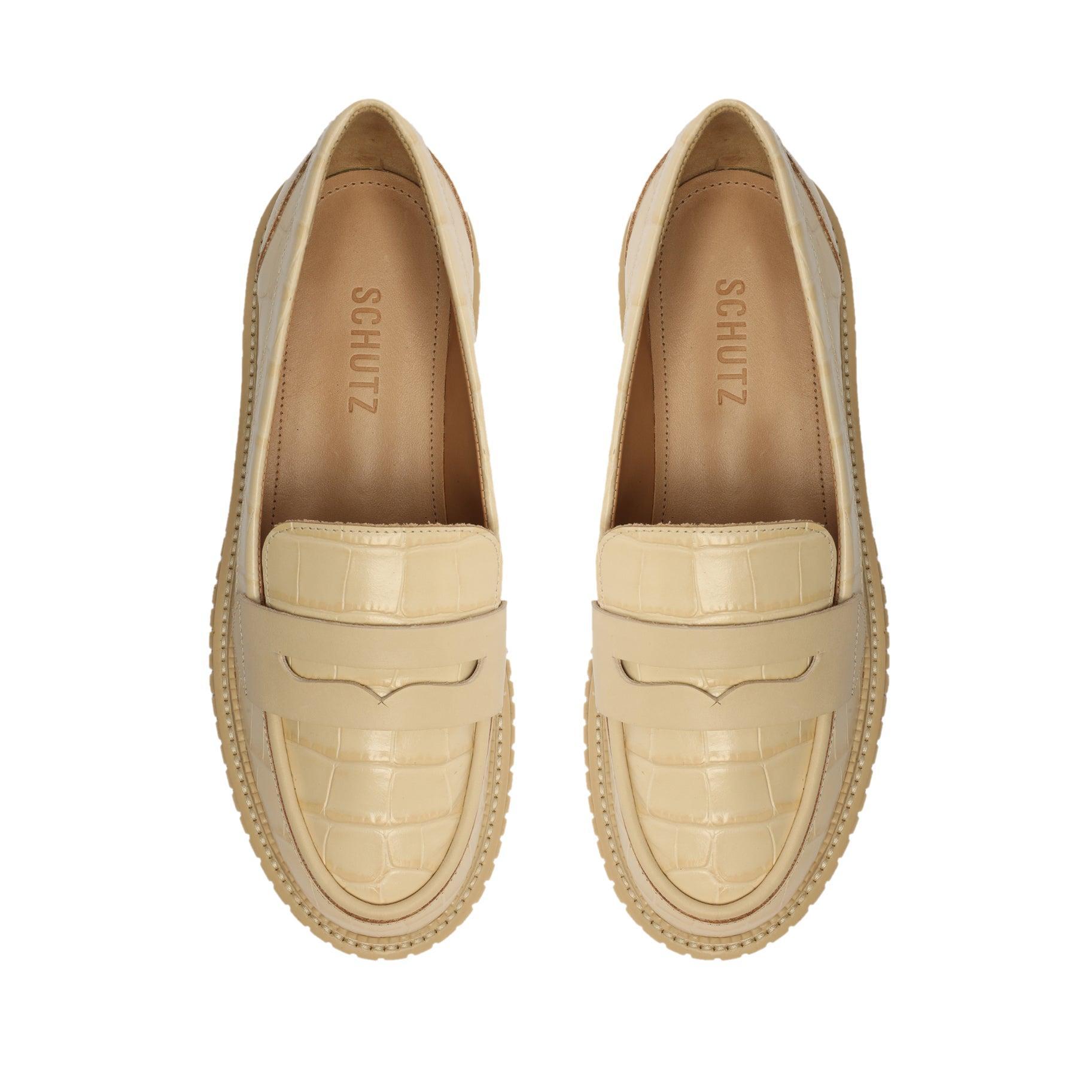 Viola Crocodile-Embossed Leather Flat Female Product Image