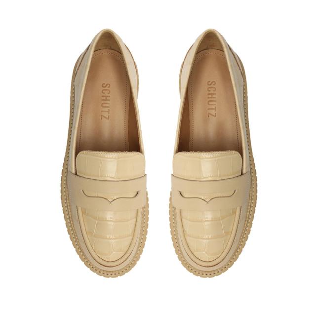 Viola Crocodile-Embossed Leather Flat Female Product Image