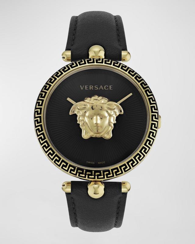 Versace Womens Palazzo Empire Black Leather Strap Watch 39mm Product Image