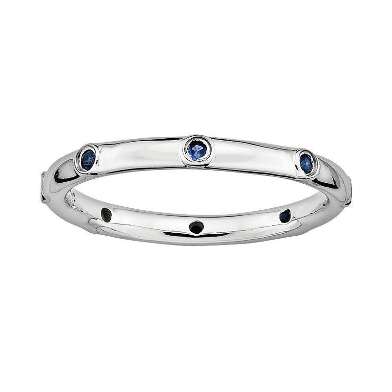 Stacks & Stones Sterling Silver Lab-Created Sapphire Stack Ring, Womens Blue Product Image