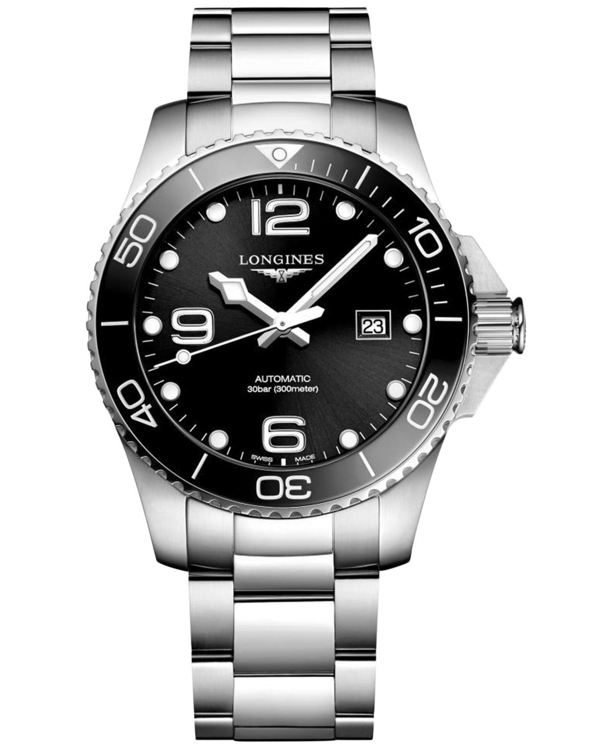 Longines Mens Hydroconquest Automatic Black Dial Stainless Steel Bracelet Watch Product Image