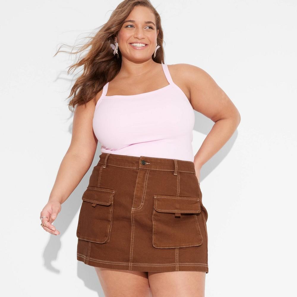 Womens Denim Cargo Mini Skirt - Wild Fable Brown 4X Product Image