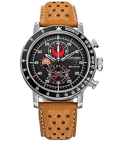 Citizen Mens Star Wars Collection Rebel Pilot Chronograph Orange Leather Strap Watch Product Image