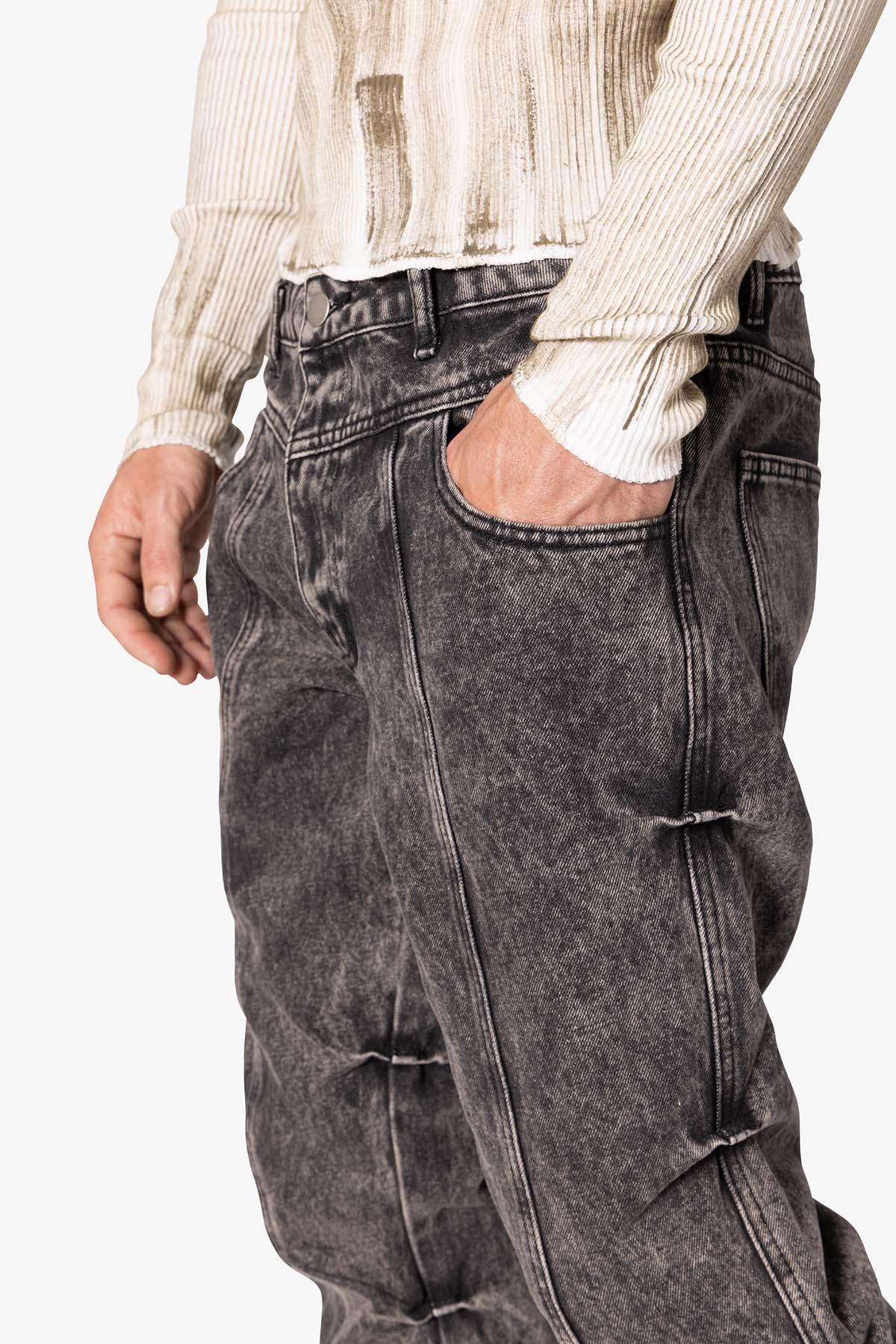 B648 Side Pinned Flare Denim - Washed Black Product Image