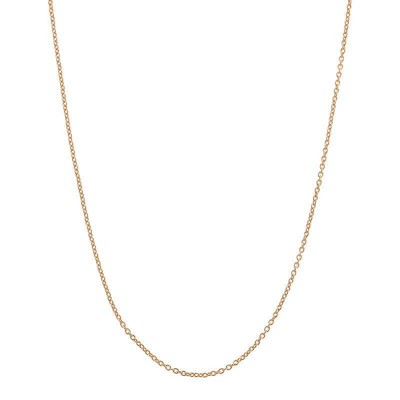 14k Rose Gold-Plated Silver Adjustable Cable Chain Necklace - 22 in., Womens, Size: 22, Pink Product Image