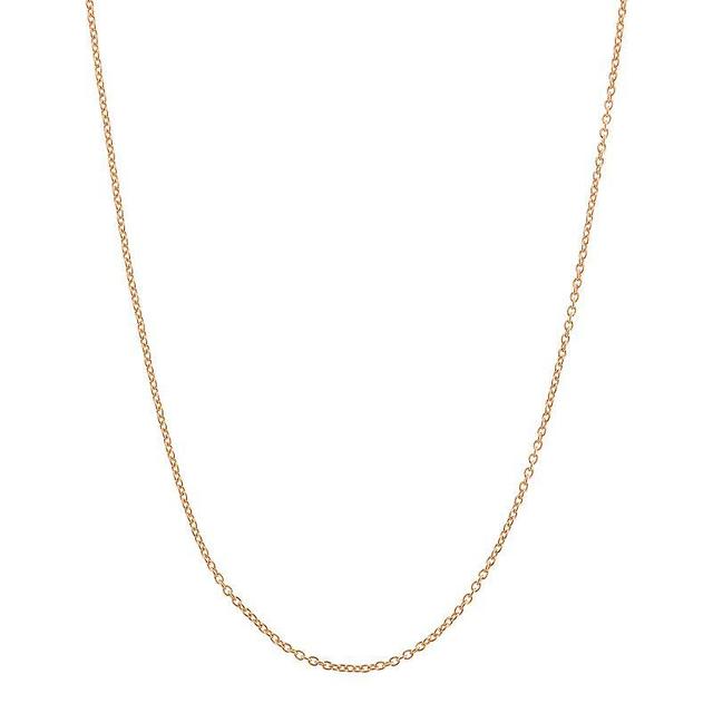 14k Rose Gold-Plated Silver Adjustable Cable Chain Necklace - 22 in., Womens, Size: 22, Pink Product Image