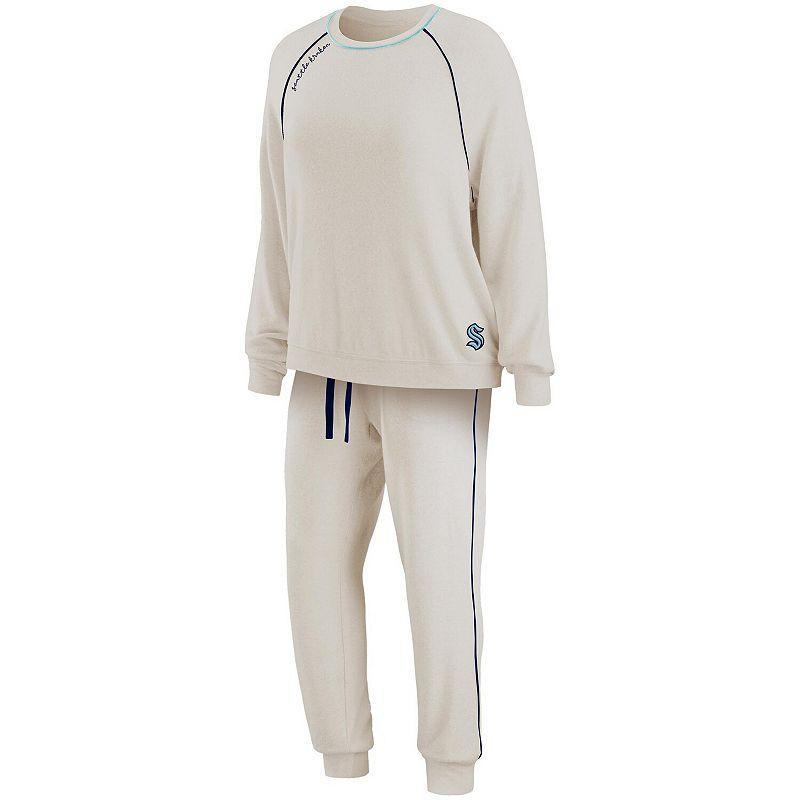 Womens WEAR by Erin Andrews Oatmeal Seattle Kraken Raglan Pullover Sweatshirt & Pants Lounge Set Product Image