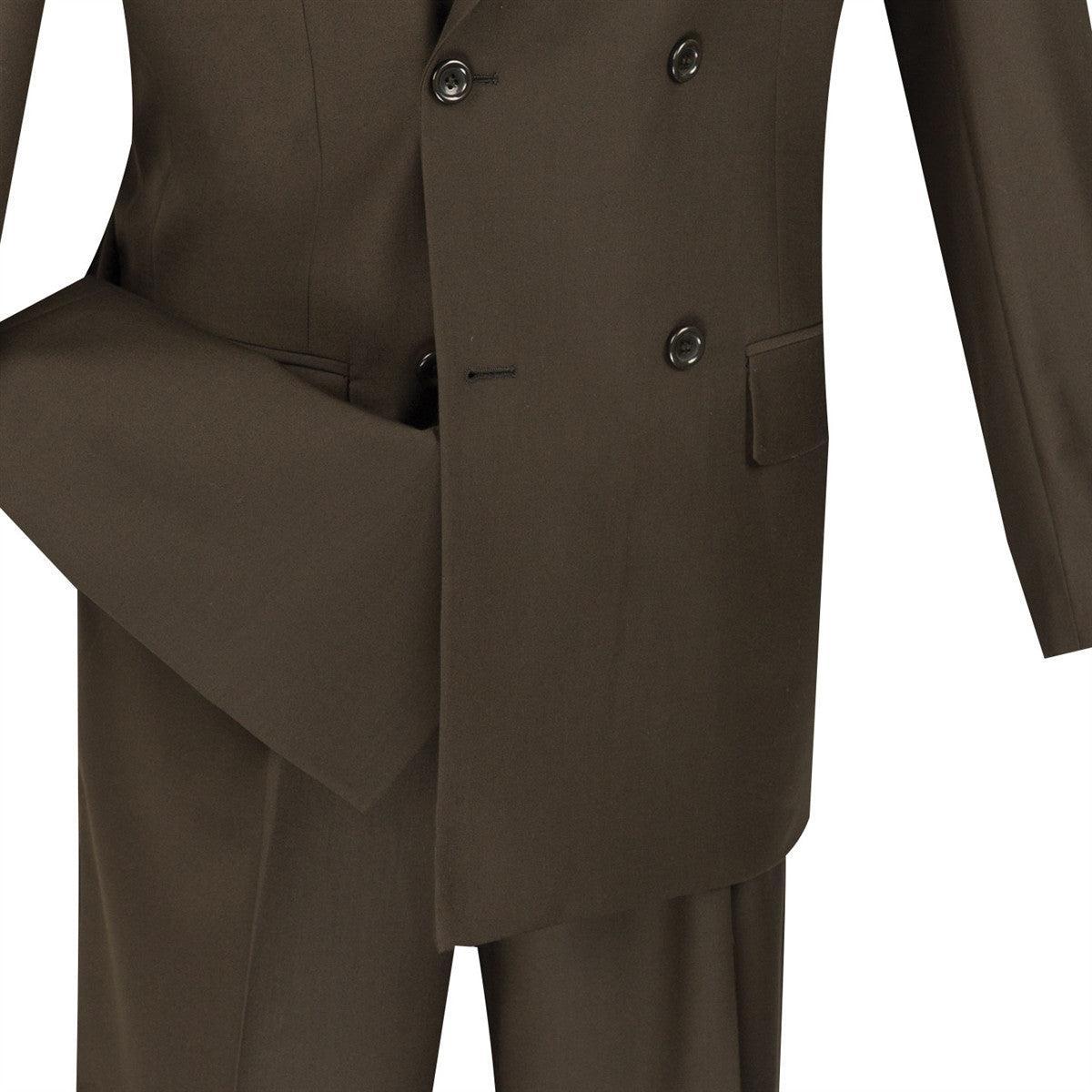 Ramses Collection - Brown Regular Fit Double Breasted 2 Piece Suit with Flexible Elastic Waistband Product Image