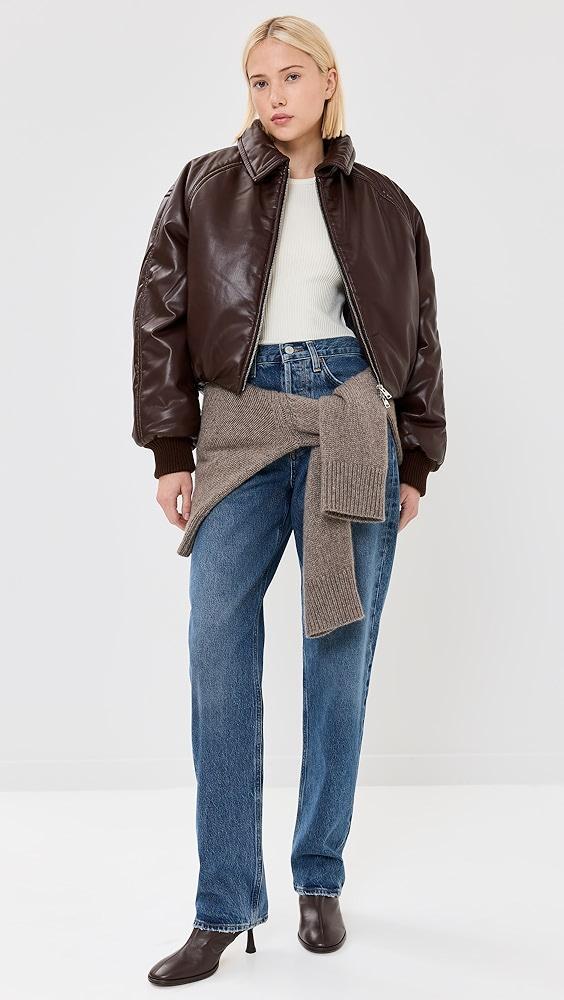 AGOLDE Tate Padded Faux Leather Bomber Jacket | Shopbop Product Image