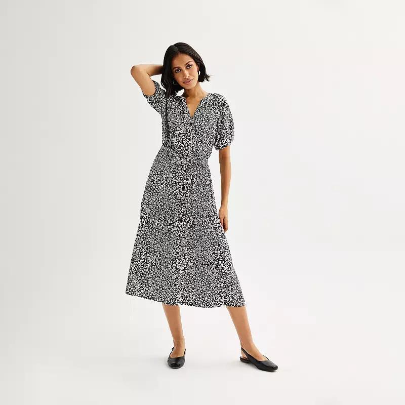 Womens Sonoma Goods For Life Elastic Sleeve Midi Dress Product Image