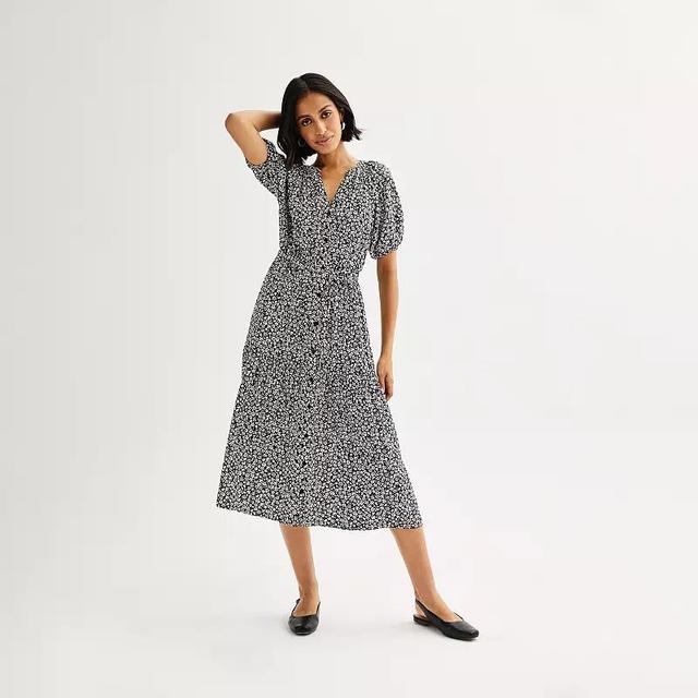 Petite Sonoma Goods For Life Elastic Sleeve Midi Dress, Womens Product Image