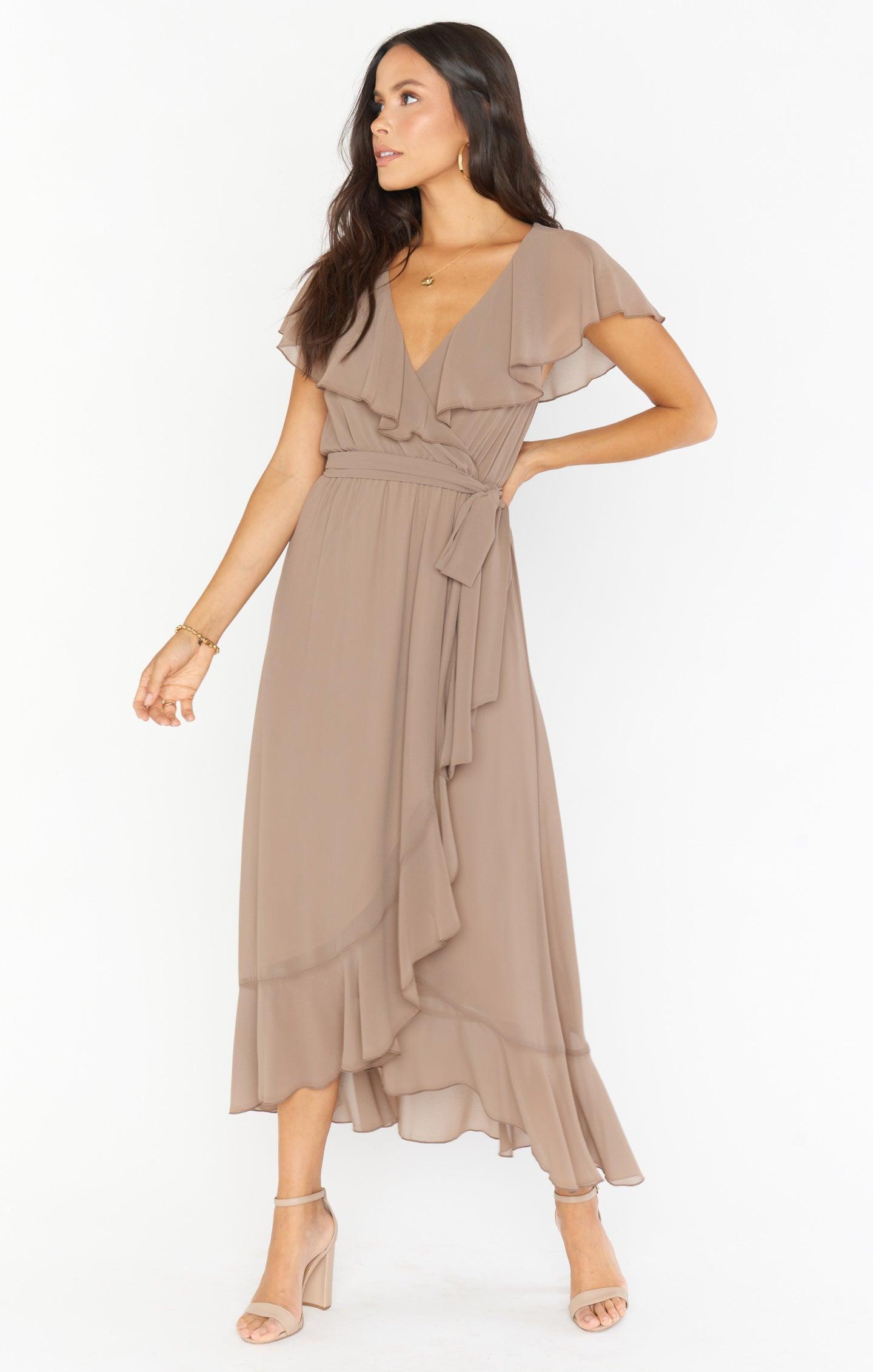 Jess Ruffle Midi Dress ~ Dune Chiffon Product Image