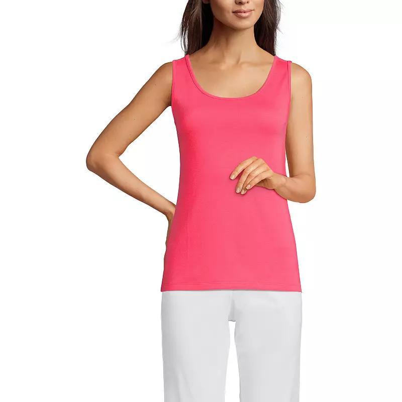 Petite Lands End Cotton Scoopneck Tank Top, Womens Product Image